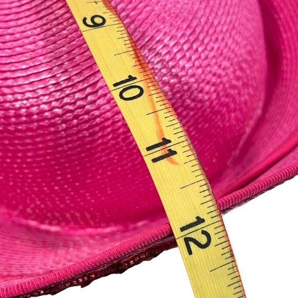 Deborah New York Pink Wide Brim Hat With Sequin Floral Applique - Picture 10 of 14